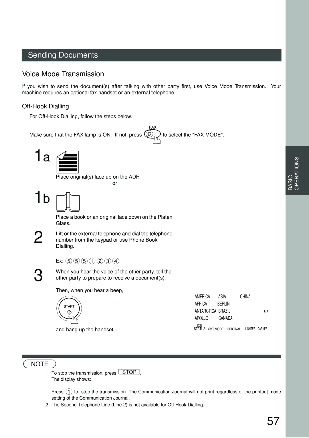 Panasonic DP-3000, DP-2500 manual Voice Mode Transmission, Off-Hook Dialling, XMT On Line 