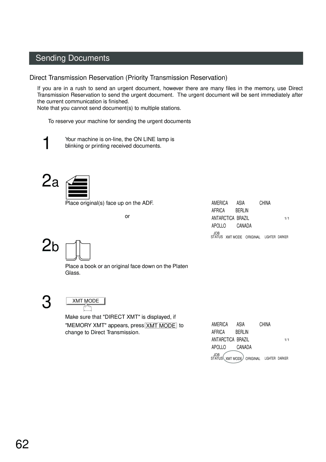 Panasonic DP-2500, DP-3000 manual To reserve your machine for sending the urgent documents, Memory XMT appears, press 