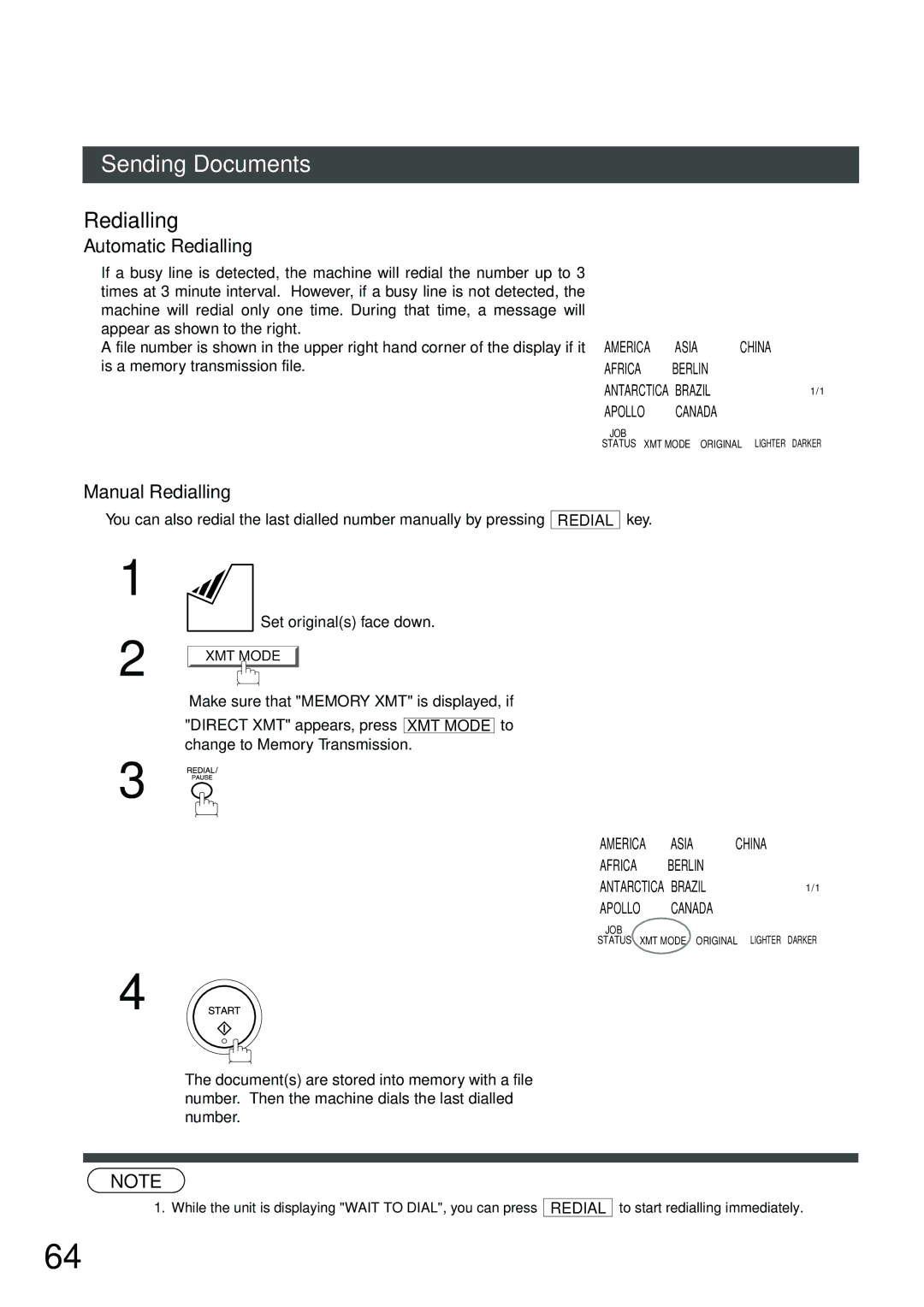 Panasonic DP-2500, DP-3000 manual Automatic Redialling, Manual Redialling, Key Set originals face down 