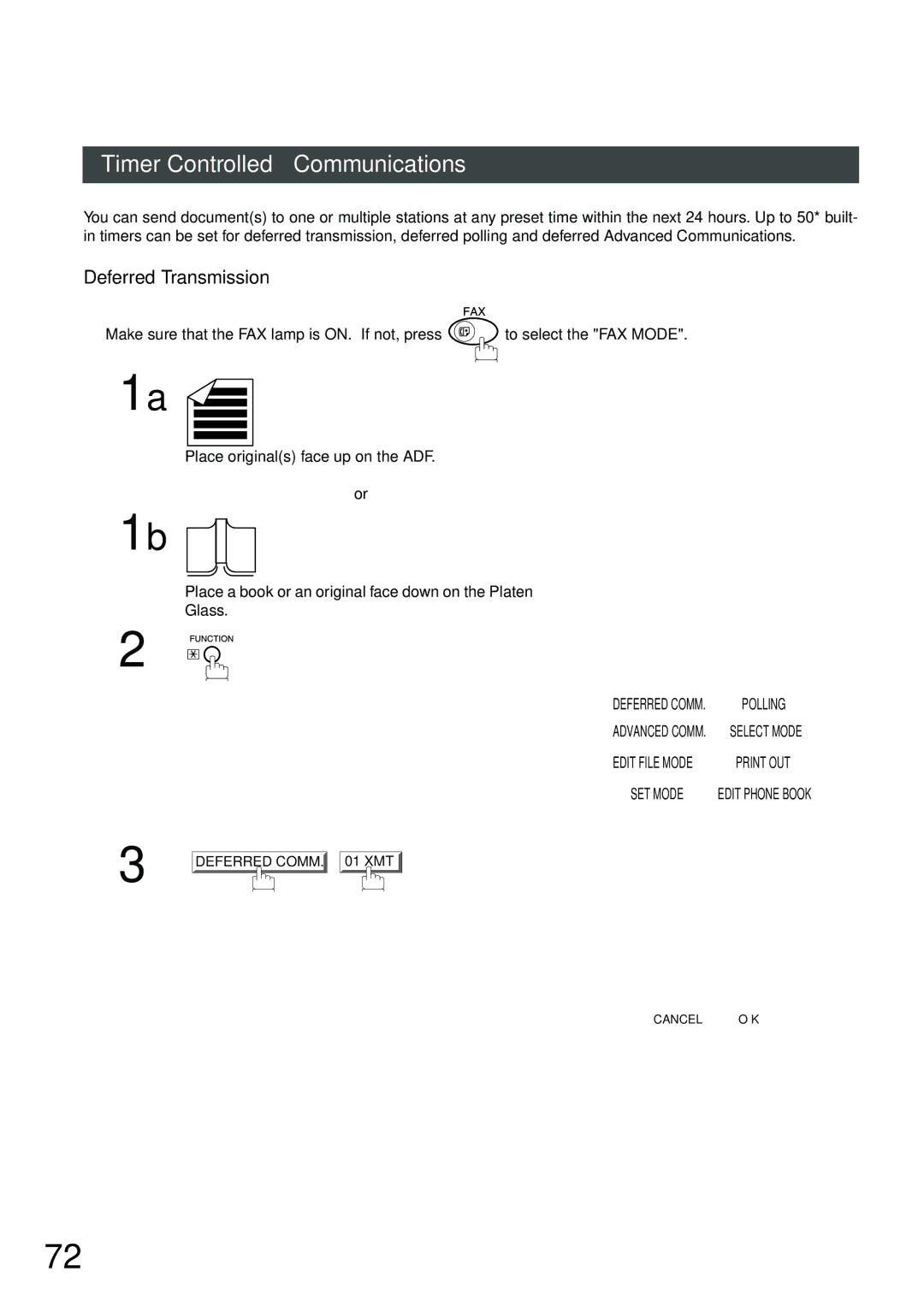 Panasonic DP-2500, DP-3000 manual Timer Controlled Communications, Deferred Transmission 