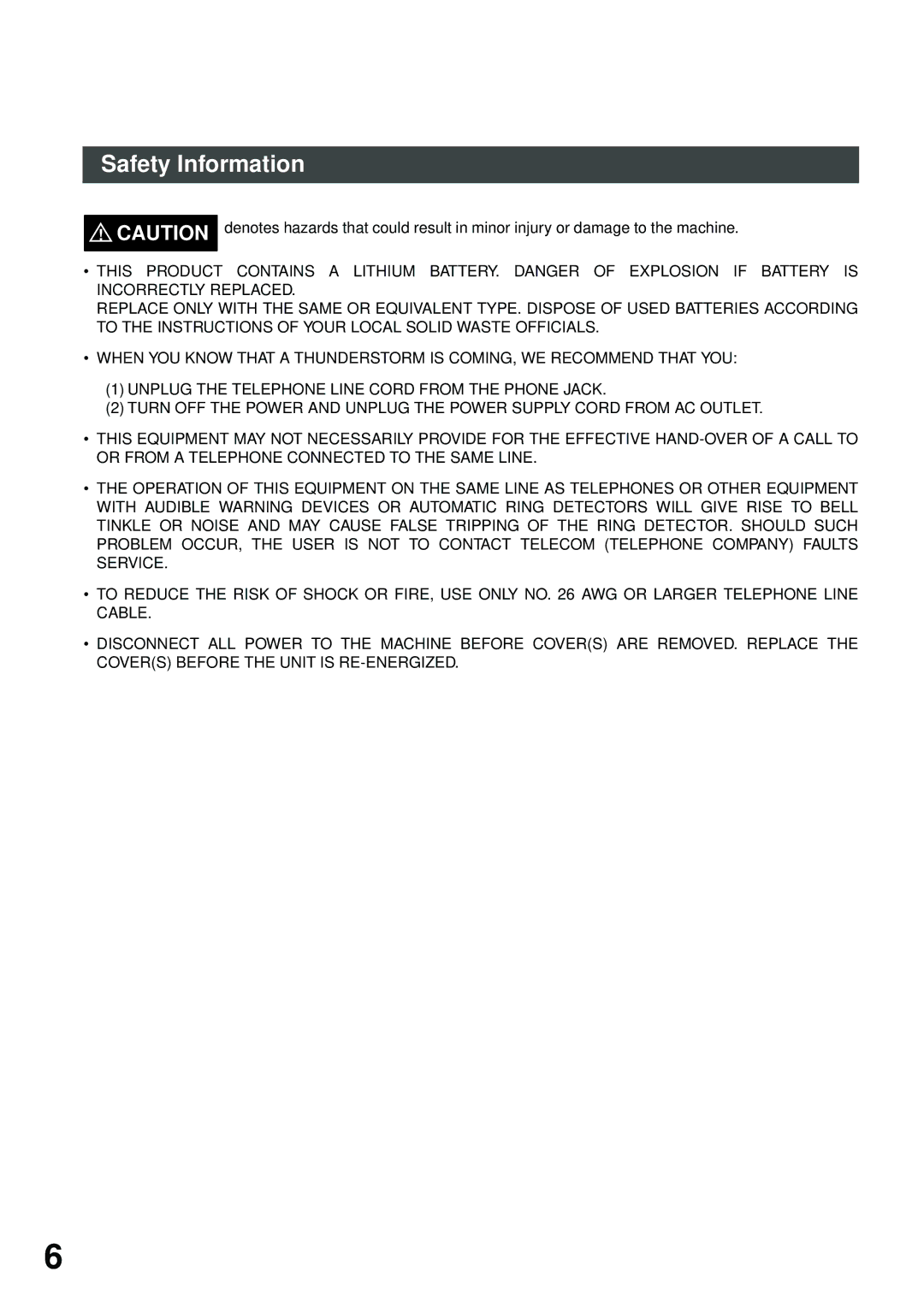 Panasonic DP-2500, DP-3000 manual Safety Information 