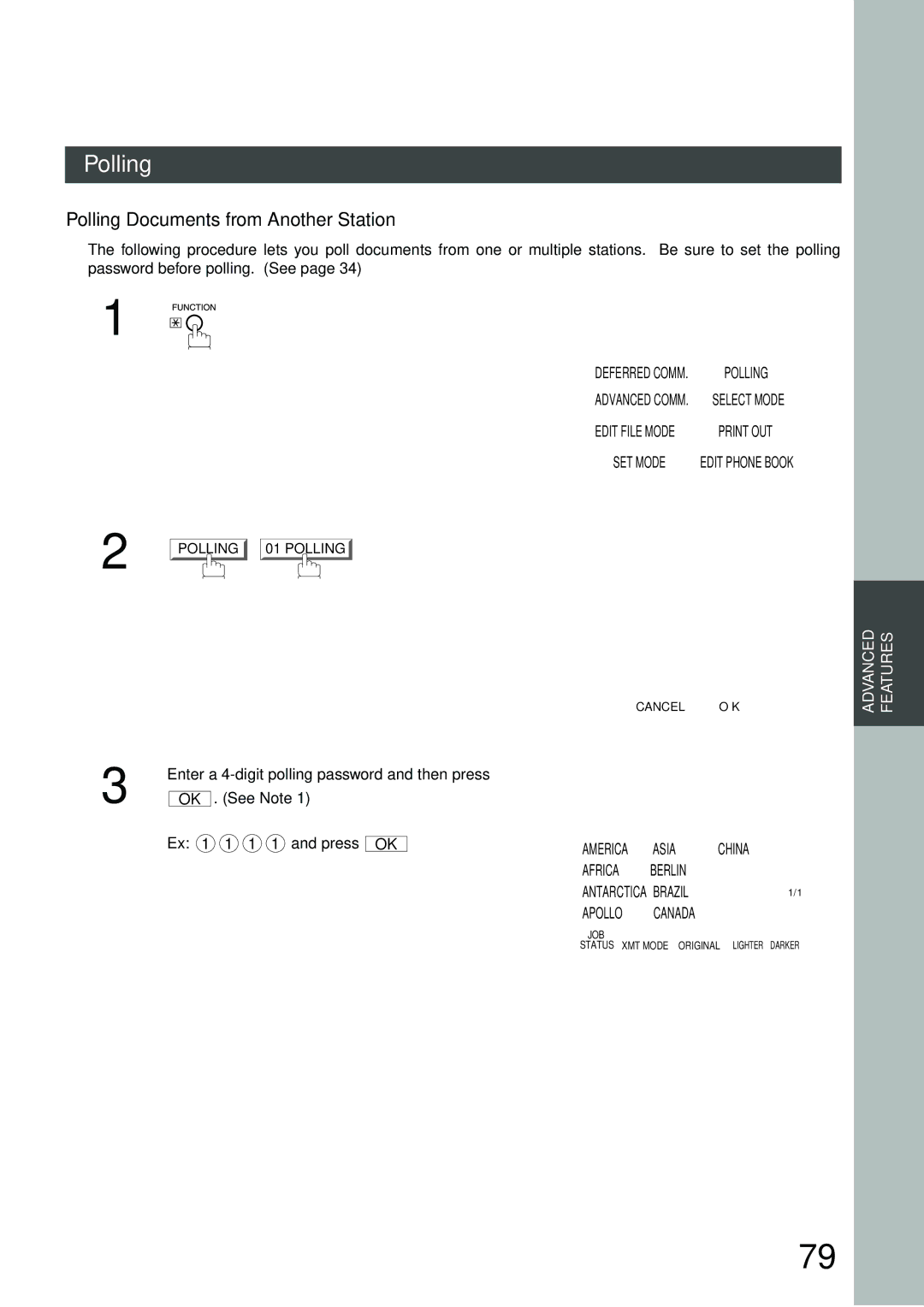 Panasonic DP-3000, DP-2500 manual Polling Documents from Another Station, and press 