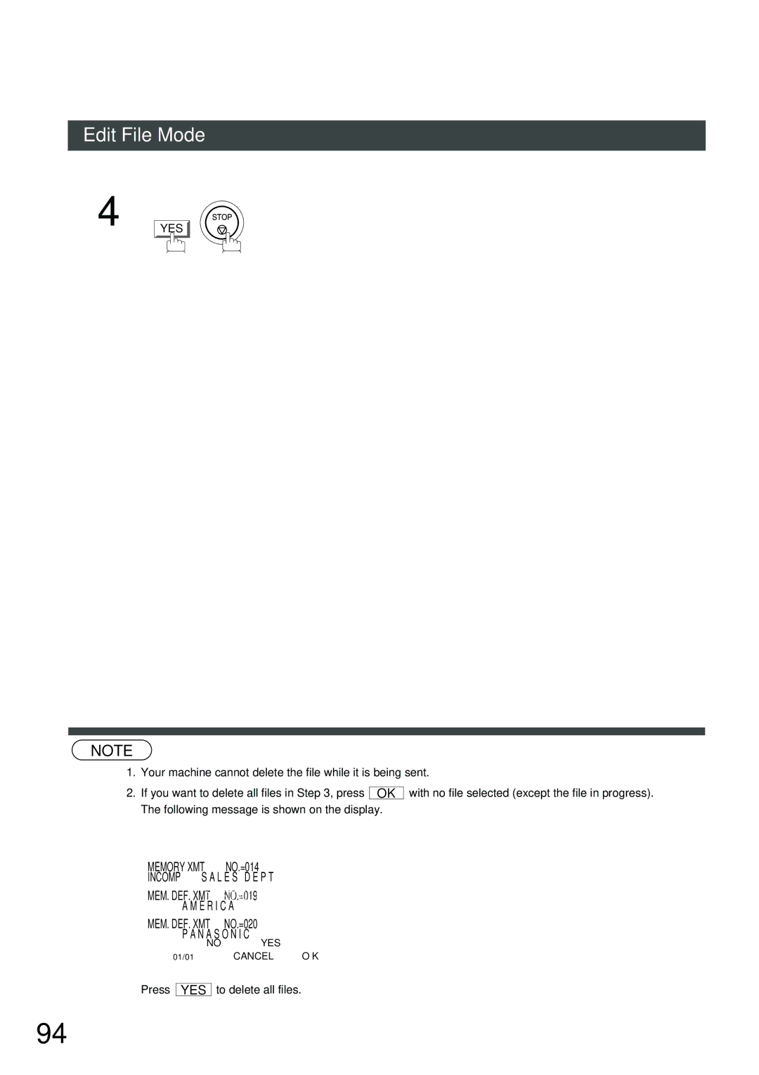 Panasonic DP-2500, DP-3000 manual Delete File 