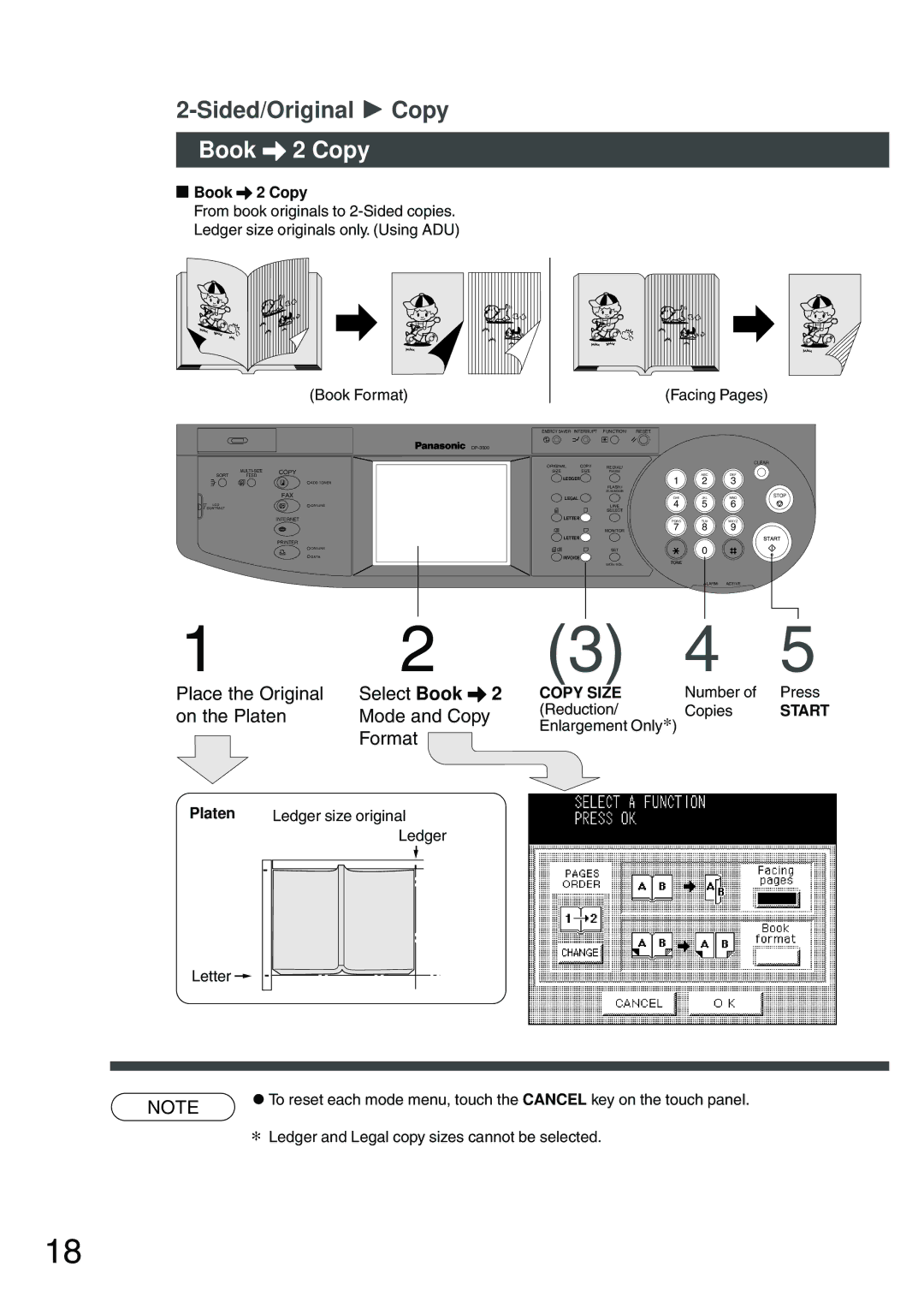 Panasonic DP-2500 manual Book \ 2 Copy, Place the Original Select Book, On the Platen Mode and Copy, Format 