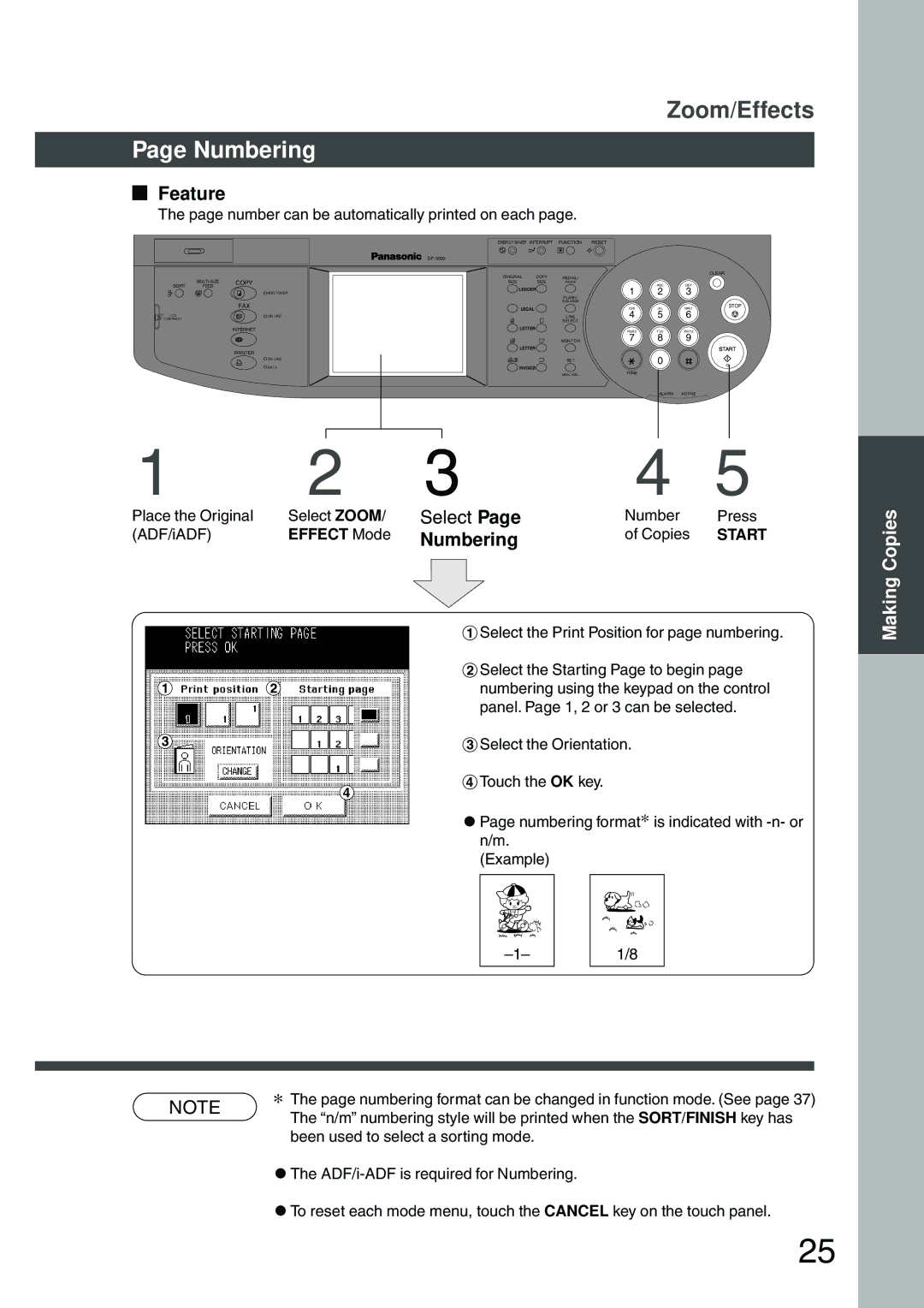 Panasonic DP-2500 manual Numbering, Feature 