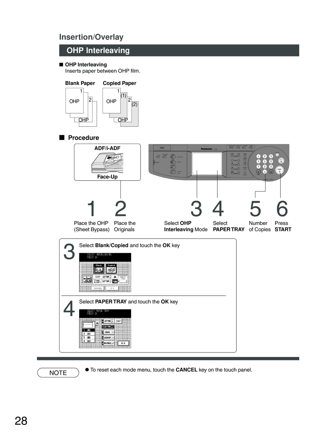 Panasonic DP-2500 manual OHP Interleaving, Blank Paper Copied Paper, Interleaving Mode 