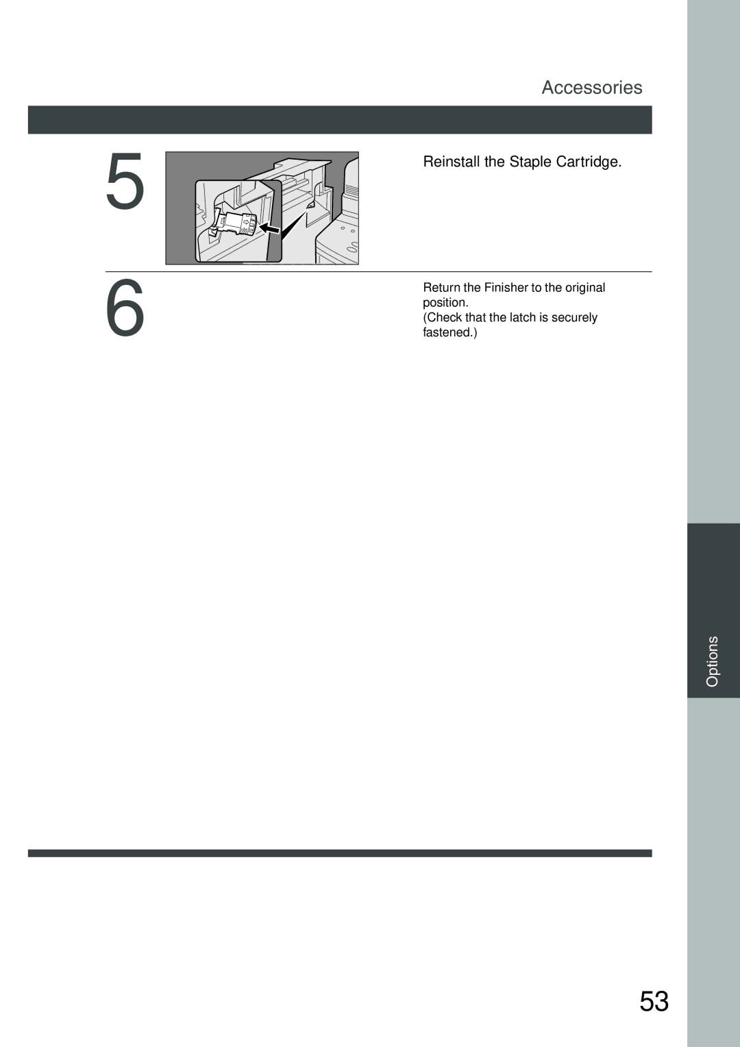 Panasonic DP-2500 manual Reinstall the Staple Cartridge 