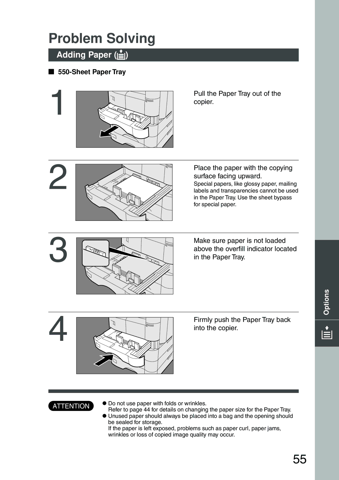 Panasonic DP-2500 manual Problem Solving, Adding Paper J, Sheet Paper Tray 