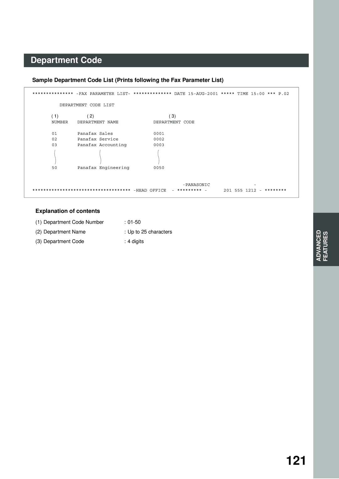 Panasonic DP-2500/3000 manual 121, Explanation of contents 