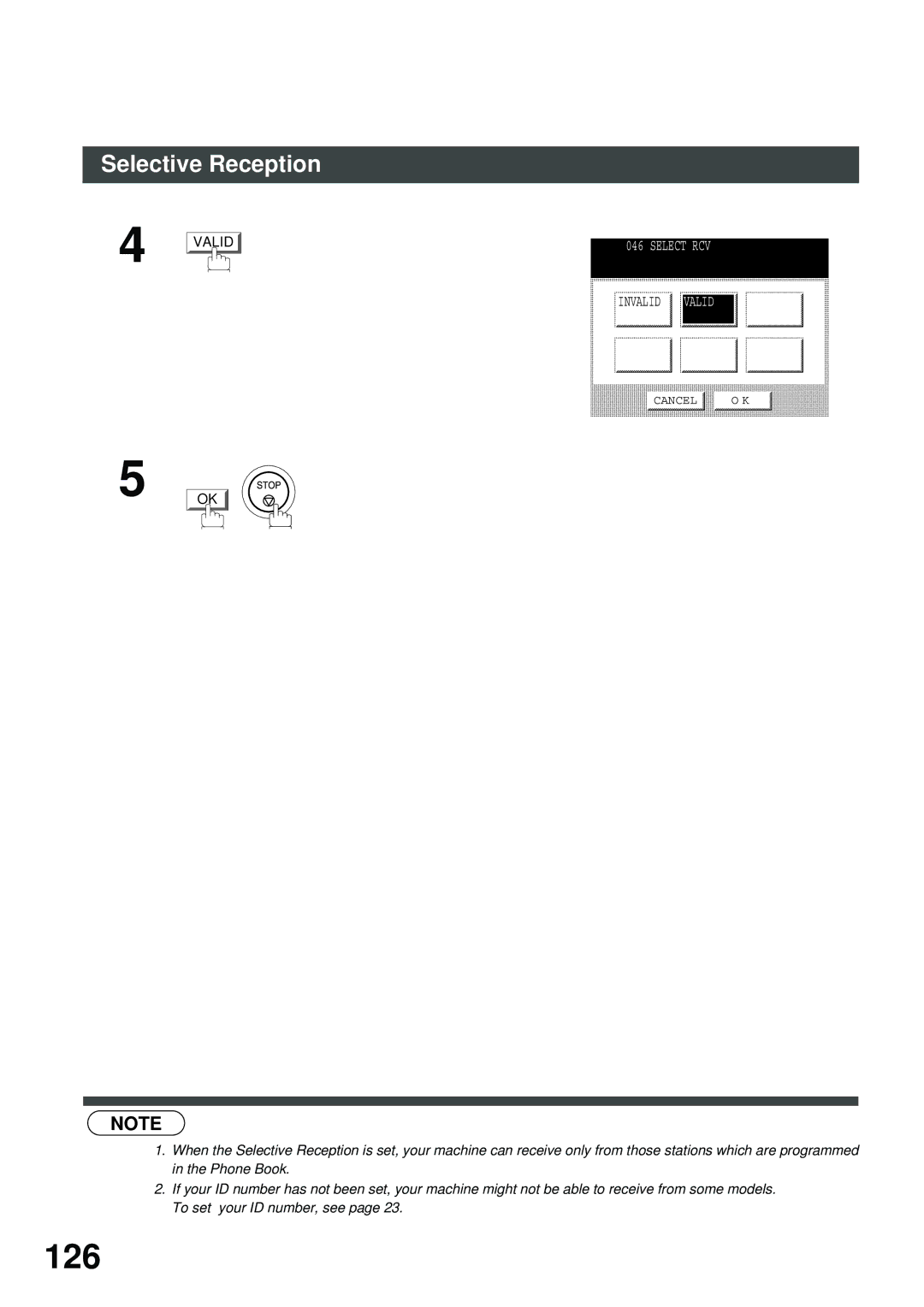 Panasonic DP-2500/3000 manual 126, Select RCV 