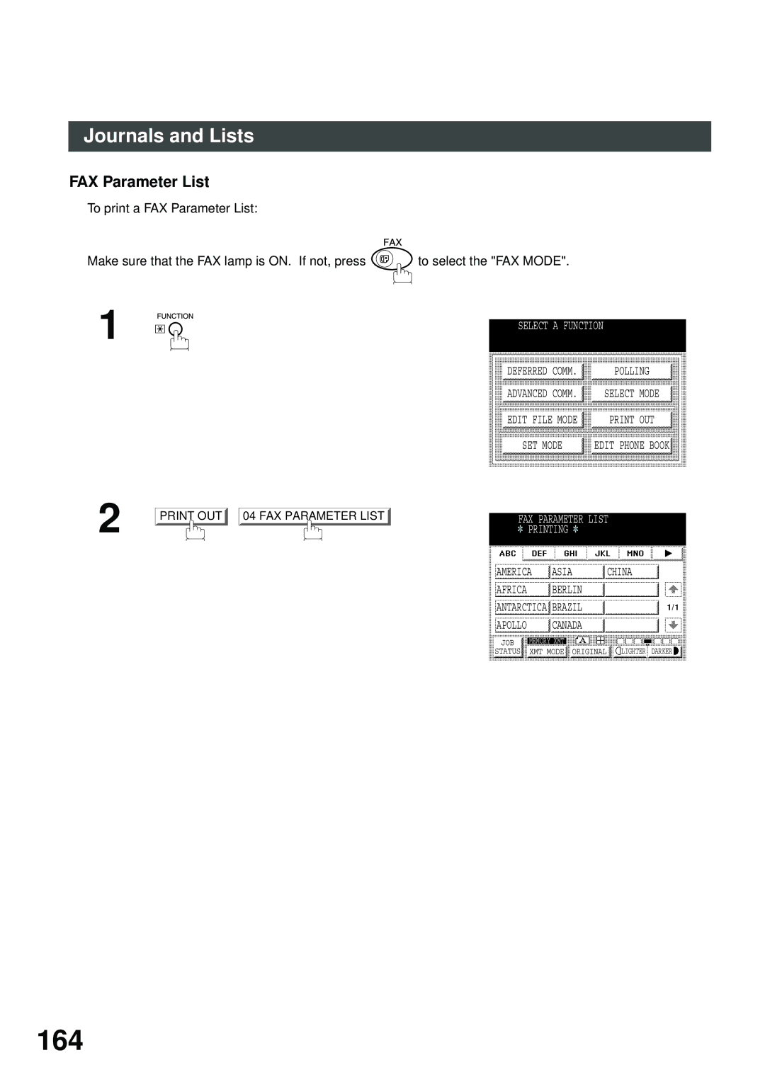 Panasonic DP-2500/3000 manual 164, FAX Parameter List 