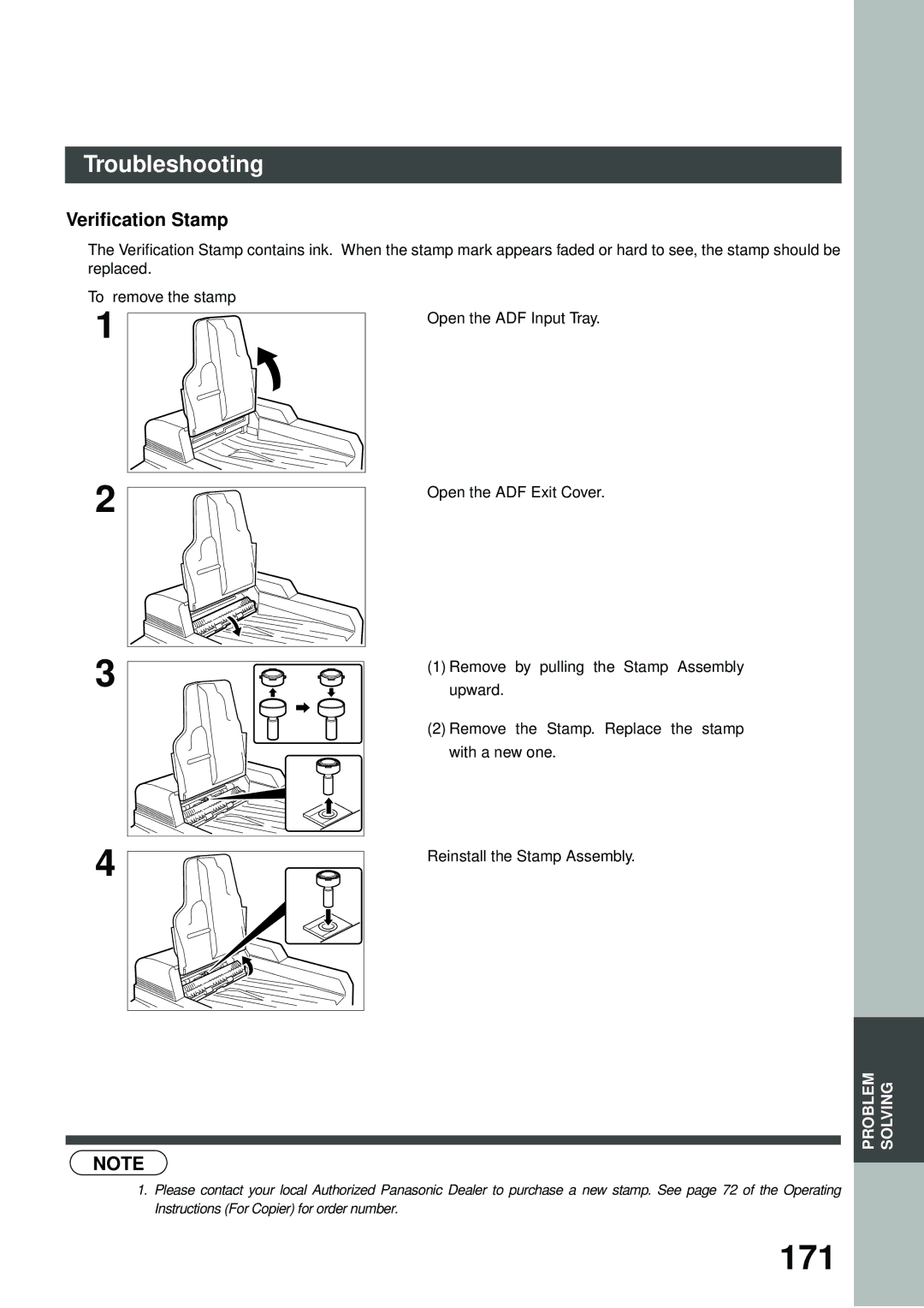 Panasonic DP-2500/3000 manual 171, Verification Stamp 