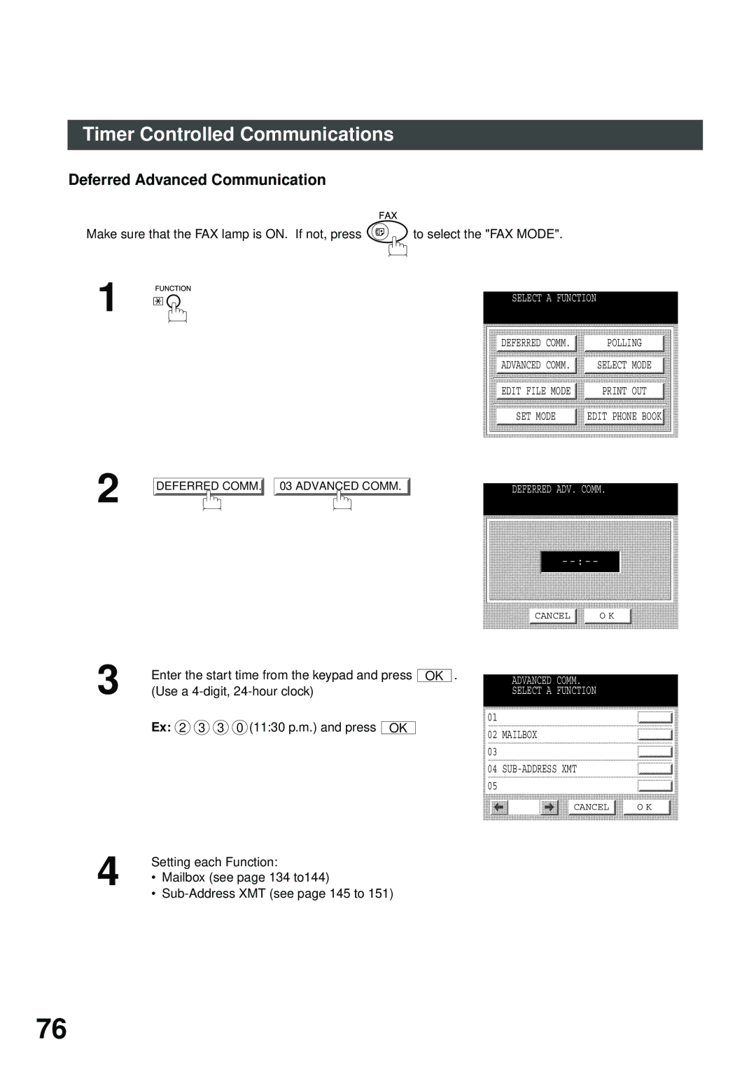 Panasonic DP-2500/3000 manual Deferred Advanced Communication, Deferred ADV. Comm 