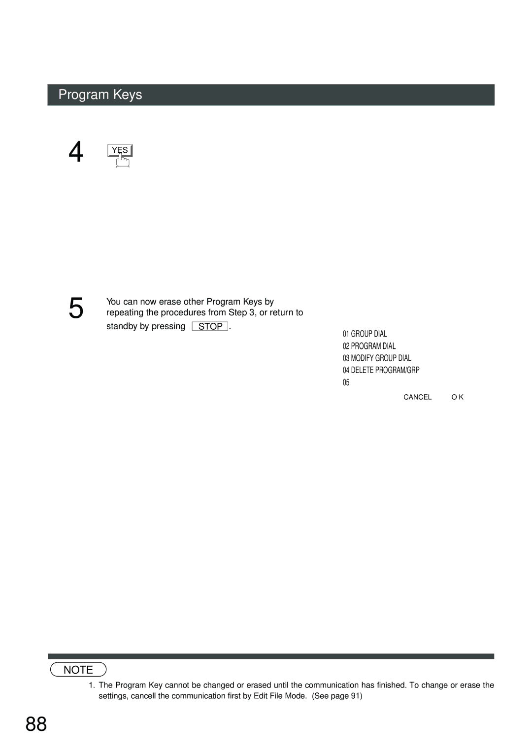 Panasonic DP-2500/3000 manual Group Dial Program Dial Modify Group Dial Delete PROGRAM/GRP 