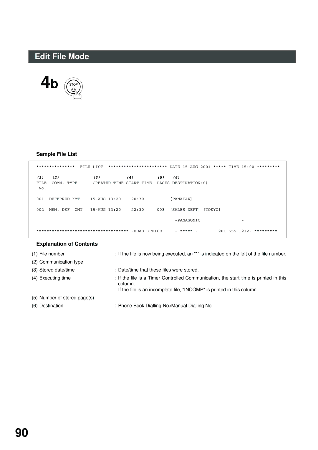 Panasonic DP-2500/3000 manual Sample File List, Explanation of Contents 