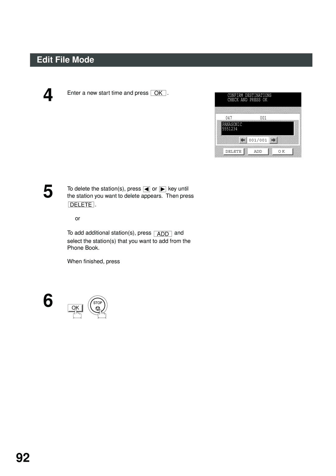 Panasonic DP-2500/3000 manual Confirm Destinations Check and Press OK 