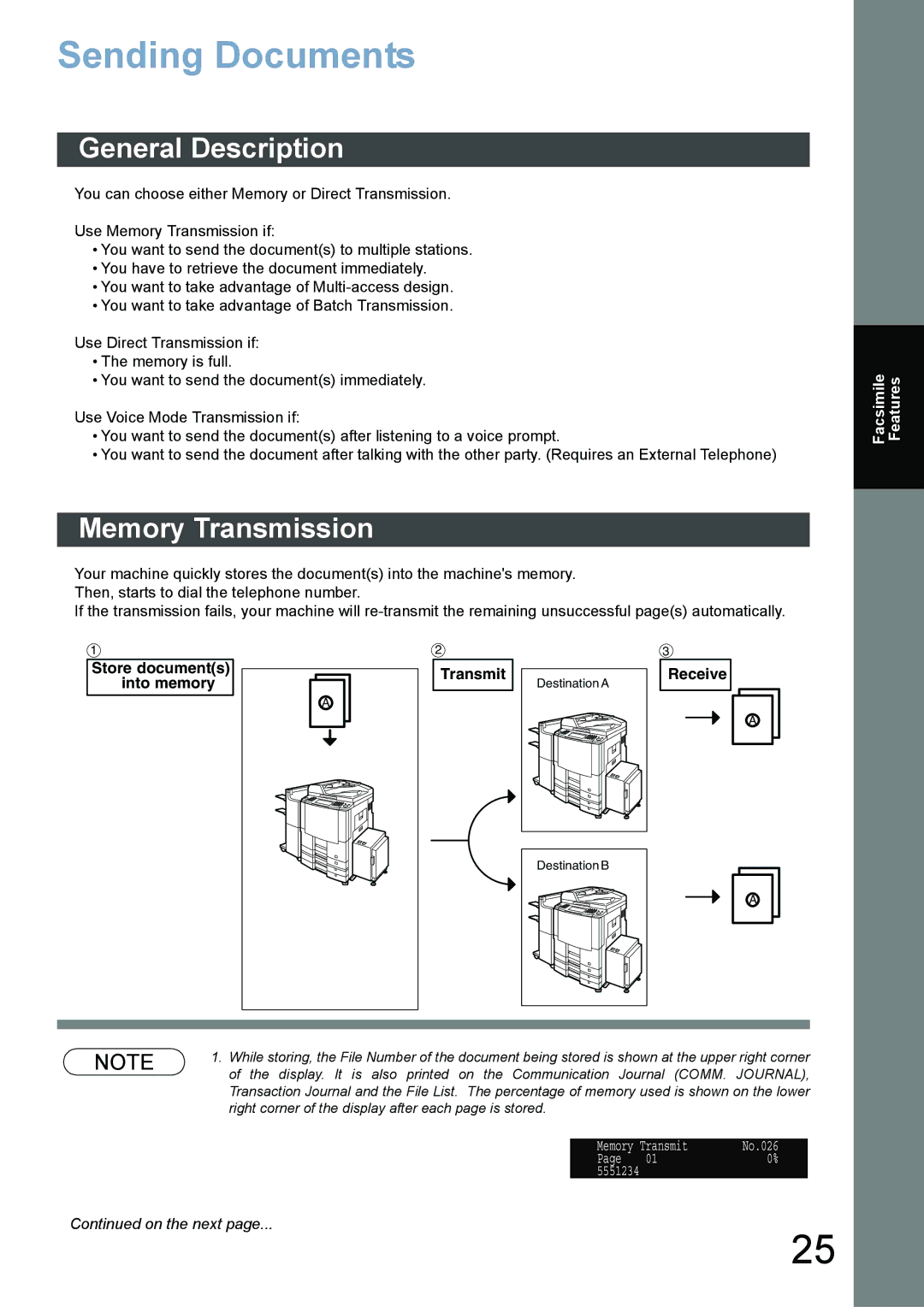 Panasonic DP-6020, DP-3520, DP-4520 appendix Memory Transmission, Receive 