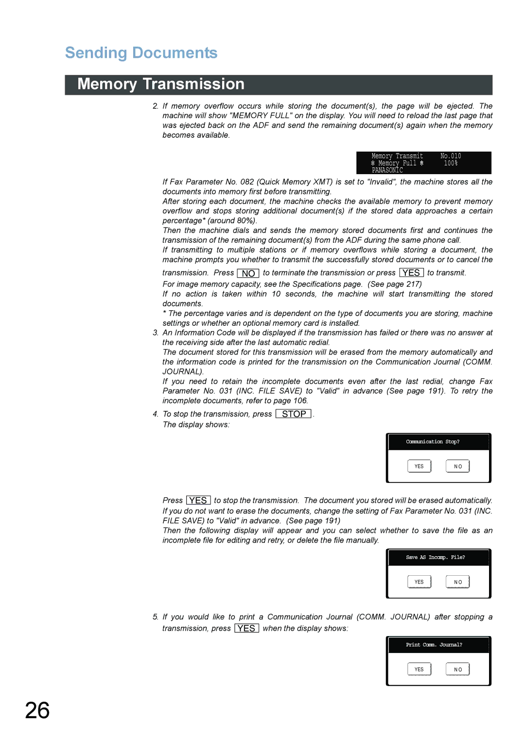 Panasonic DP-4520, DP-3520, DP-6020 appendix Stop 