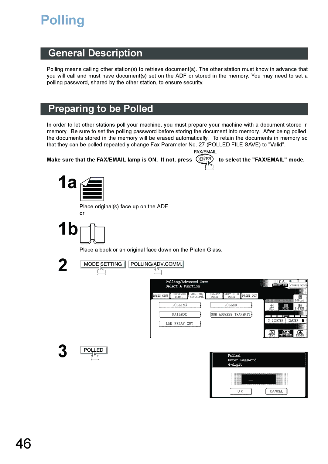 Panasonic DP-6020, DP-3520, DP-4520 appendix Polling, Preparing to be Polled 