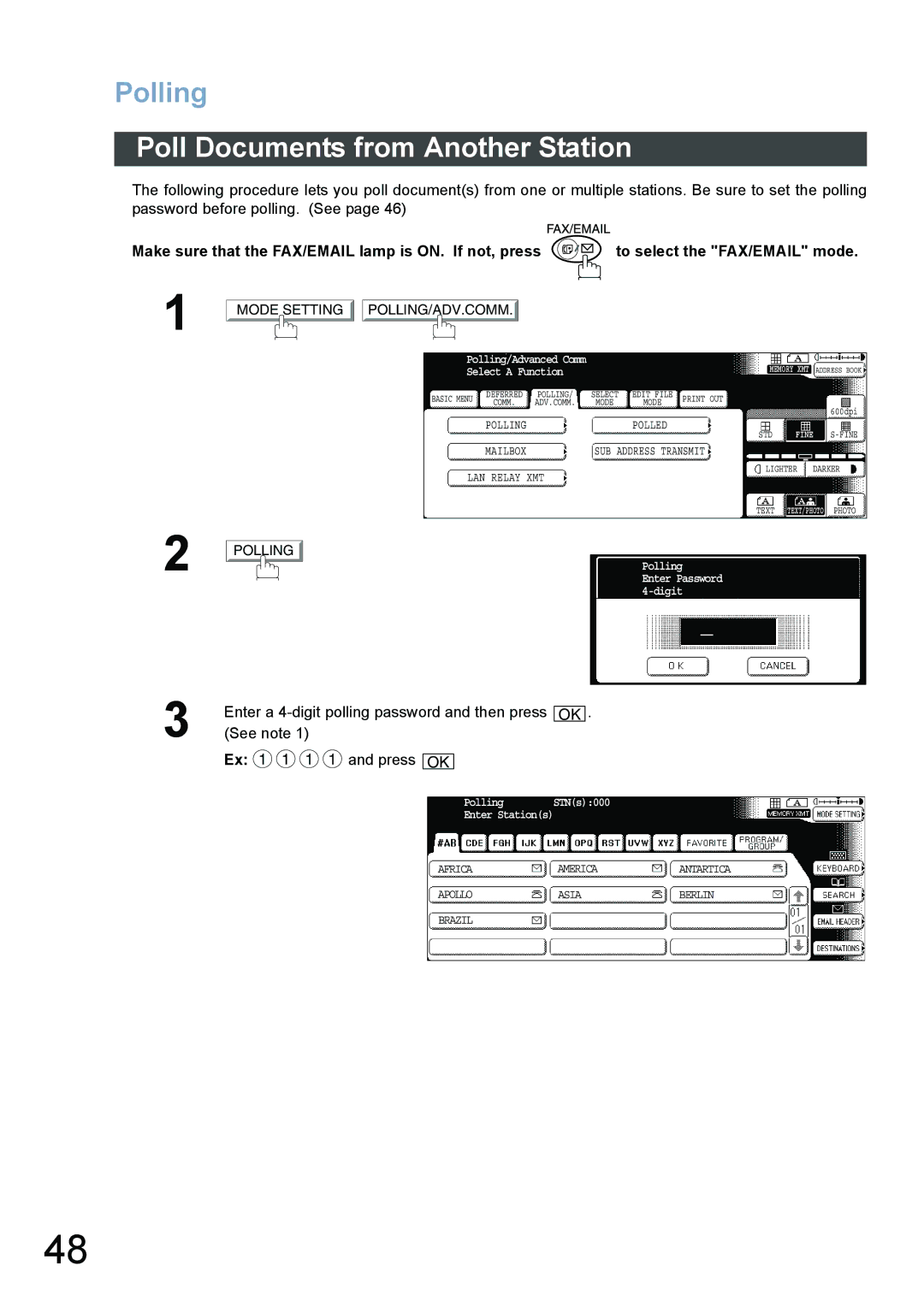 Panasonic DP-3520, DP-6020, DP-4520 appendix Poll Documents from Another Station 