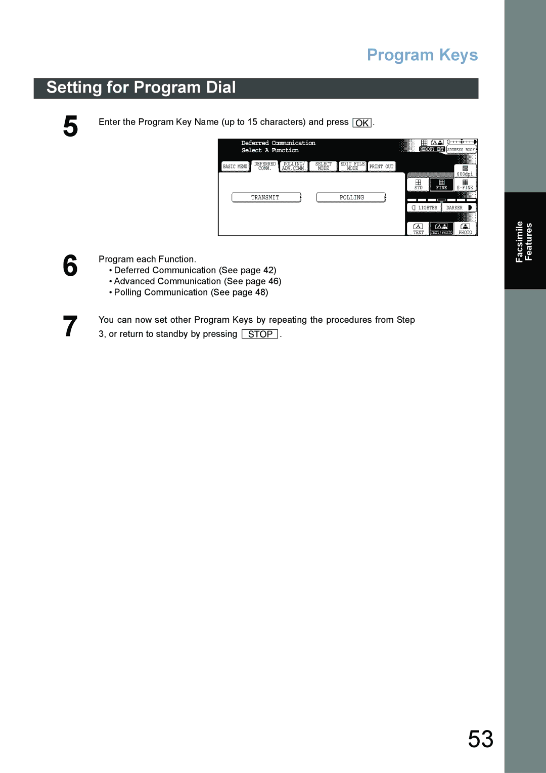 Panasonic DP-4520, DP-3520, DP-6020 appendix Enter the Program Key Name up to 15 characters and press 