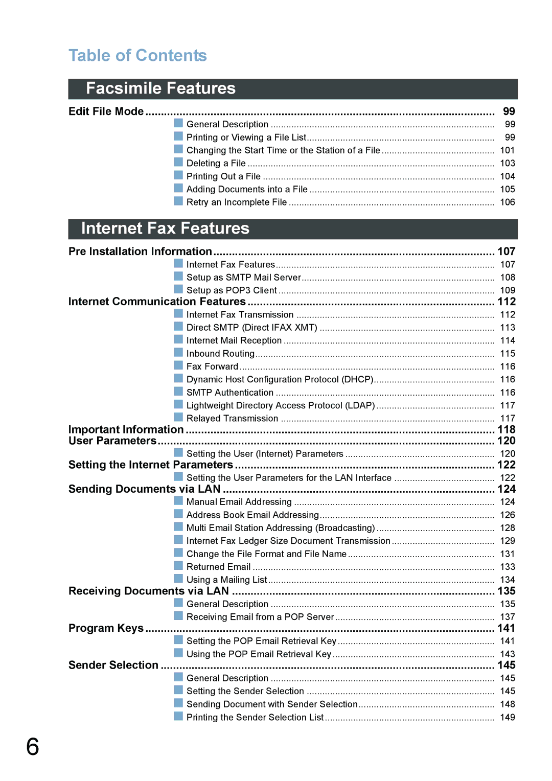 Panasonic DP-3520, DP-6020, DP-4520 appendix Internet Fax Features 