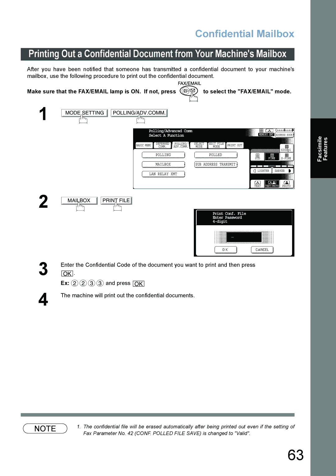 Panasonic DP-3520, DP-6020, DP-4520 appendix Fax Parameter No CONF. Polled File Save is changed to Valid 