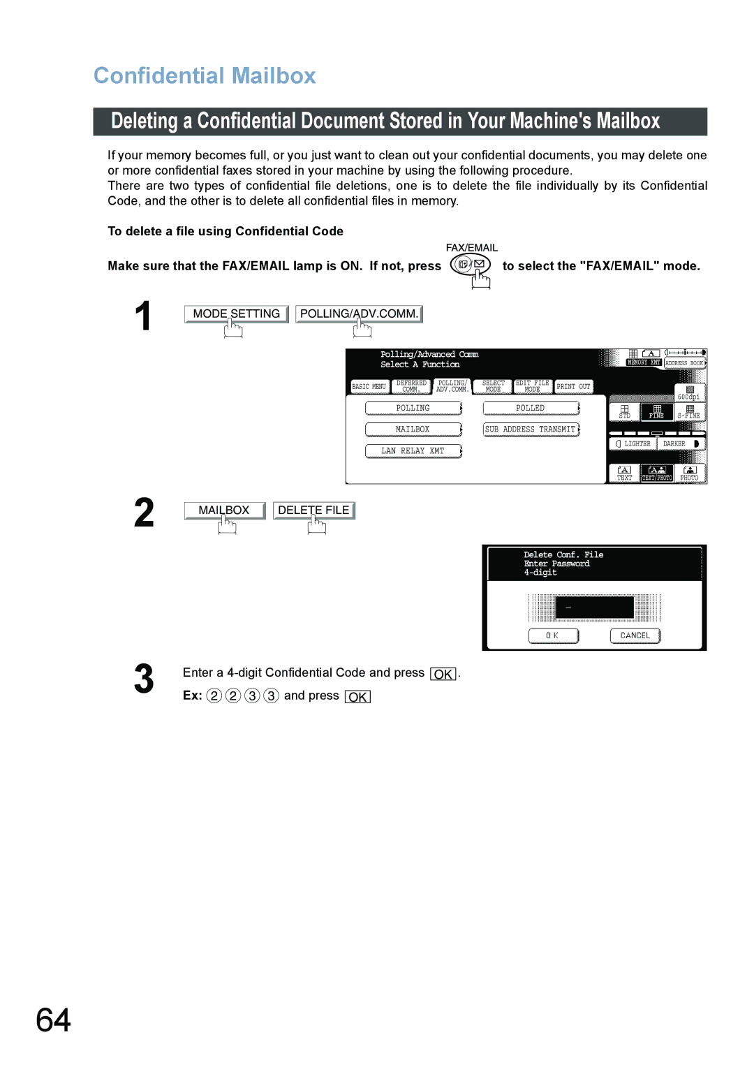 Panasonic DP-6020, DP-3520, DP-4520 appendix Mailbox Delete File 