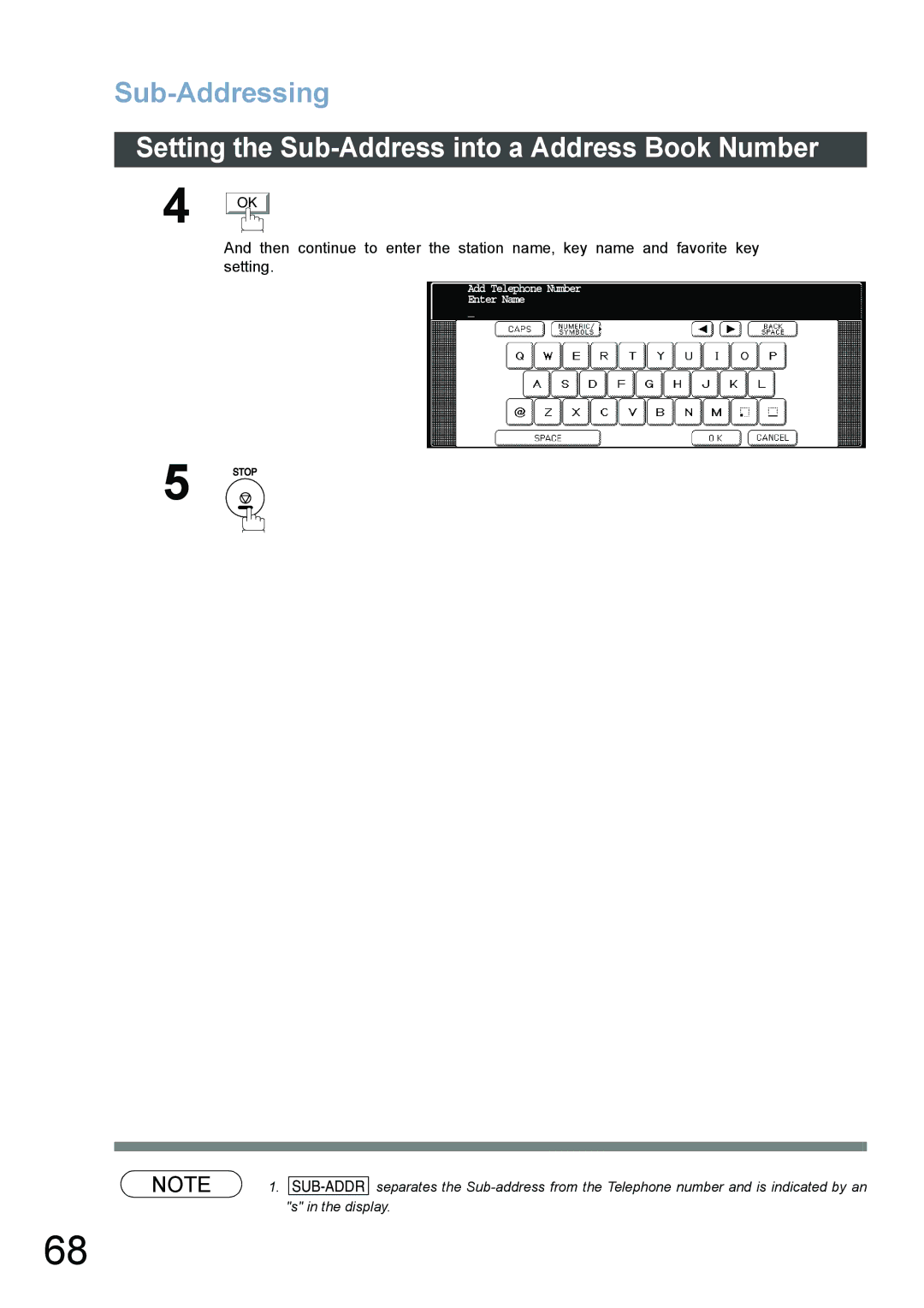 Panasonic DP-4520, DP-3520, DP-6020 appendix Add Telephone Number Enter Name 