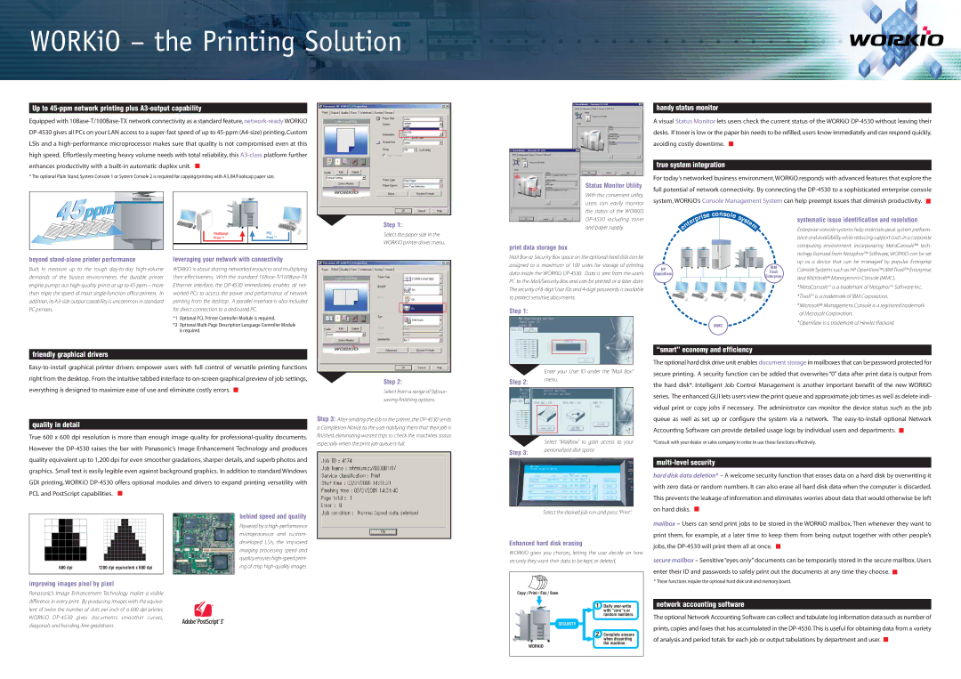 Panasonic DP-4530 specifications WORKiO the Printing Solution 