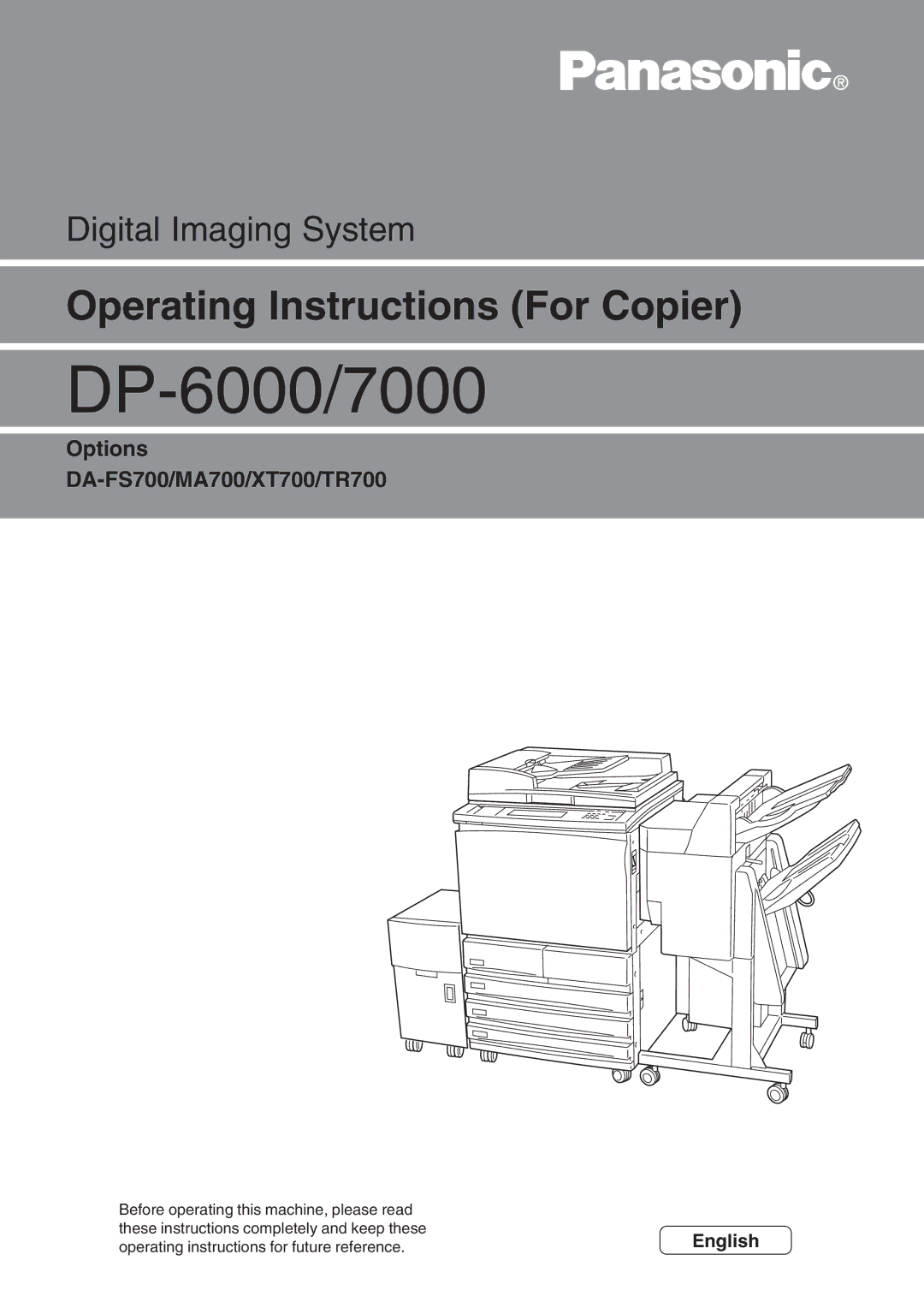 Panasonic DP-7000 manual DP-6000/7000, English 