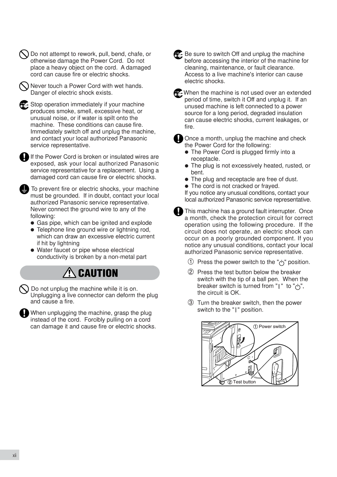 Panasonic DP-6000, DP-7000 manual Xii 