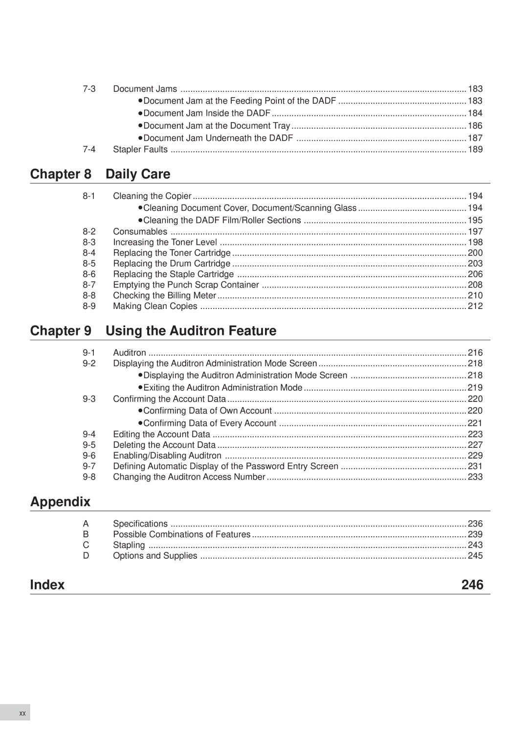 Panasonic DP-6000, DP-7000 manual Appendix 