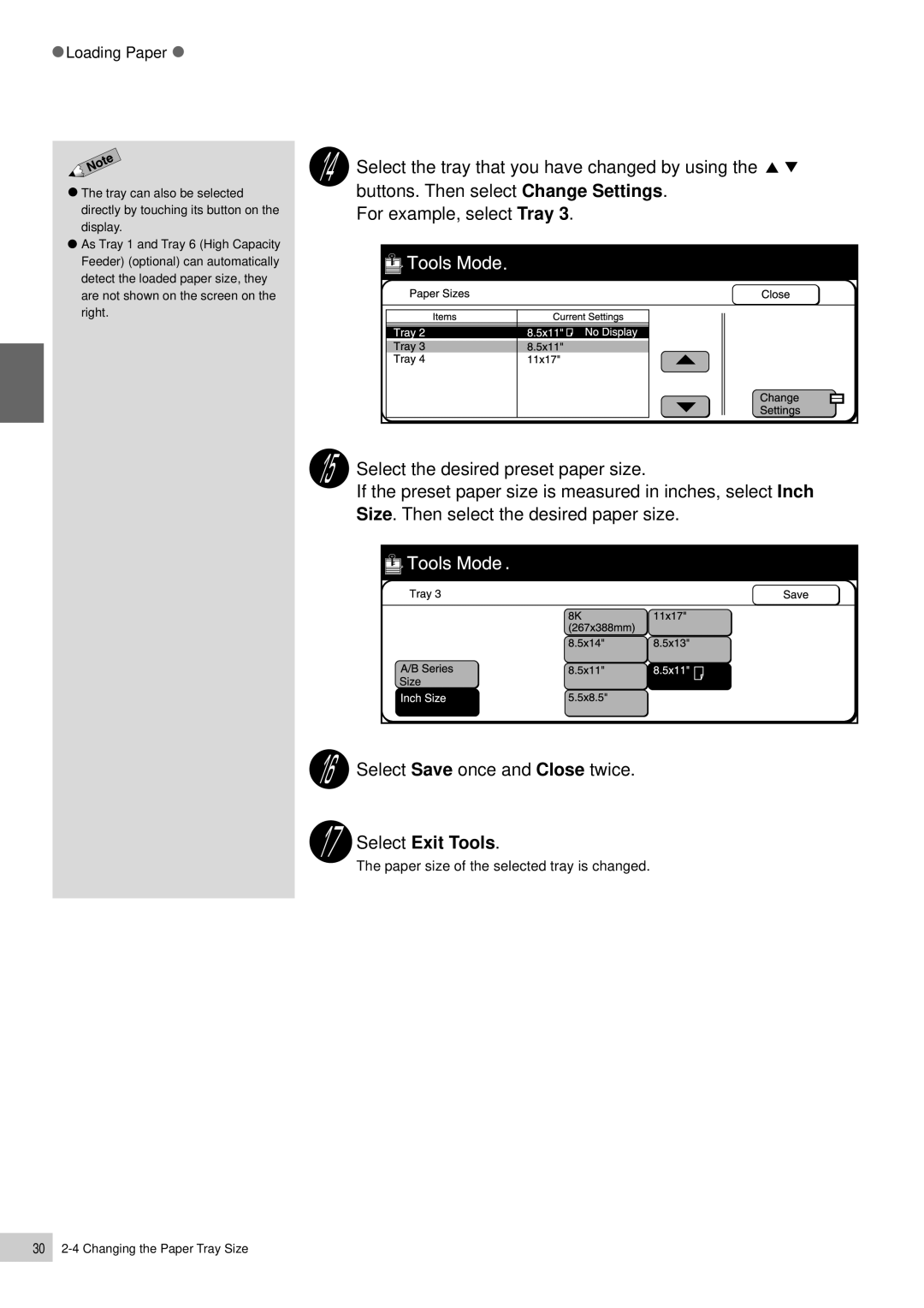 Panasonic DP-6000, DP-7000 manual Select Exit Tools 