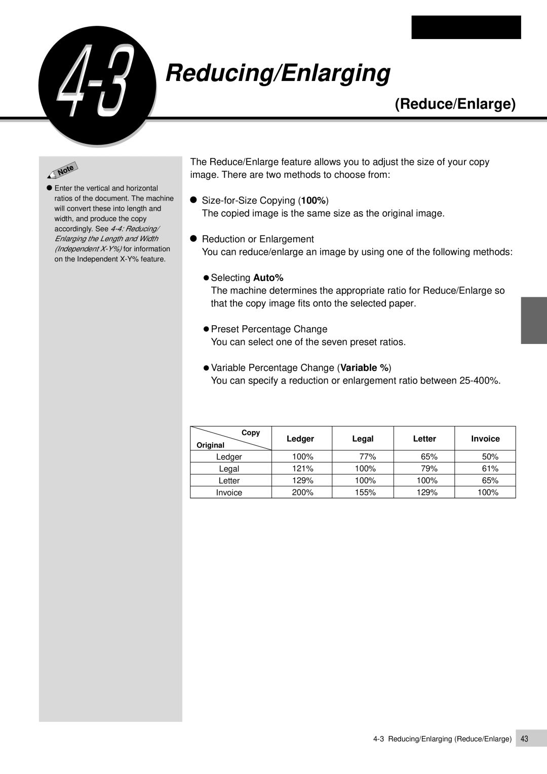 Panasonic DP-7000, DP-6000 manual Reducing/Enlarging, Reduce/Enlarge 