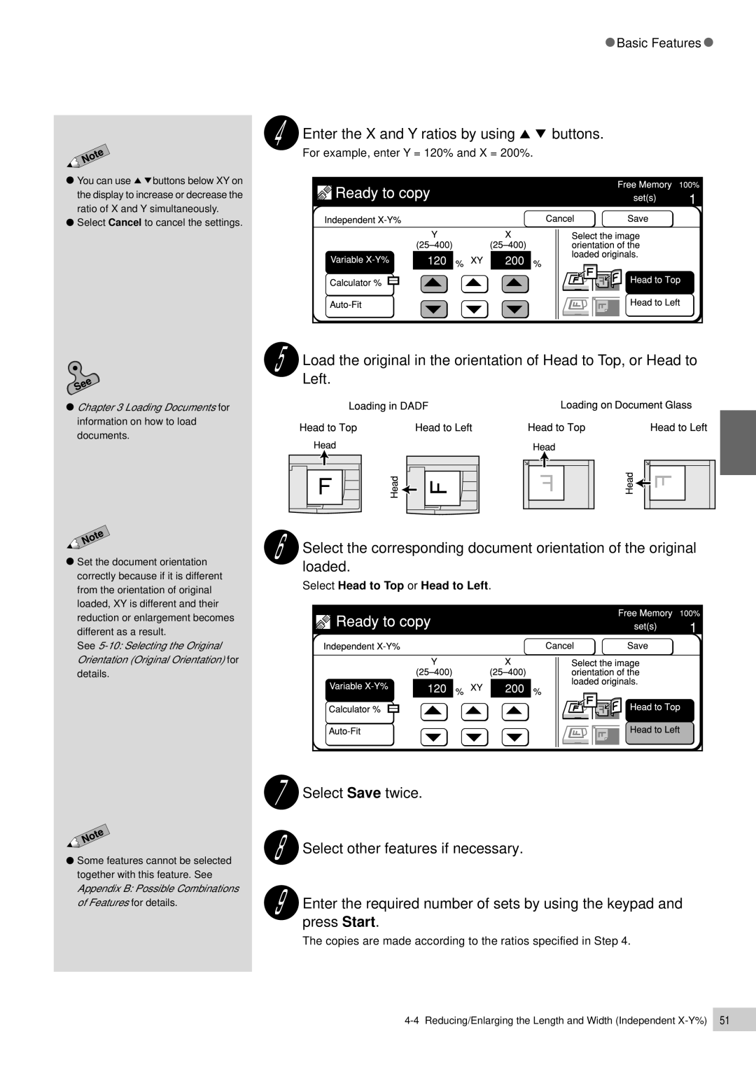 Panasonic DP-7000, DP-6000 manual Enter the X and Y ratios by using buttons 