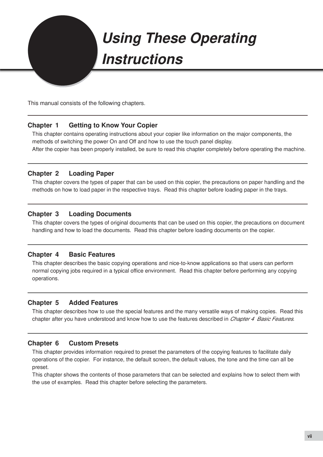 Panasonic DP-7000, DP-6000 manual Using These Operating Instructions 