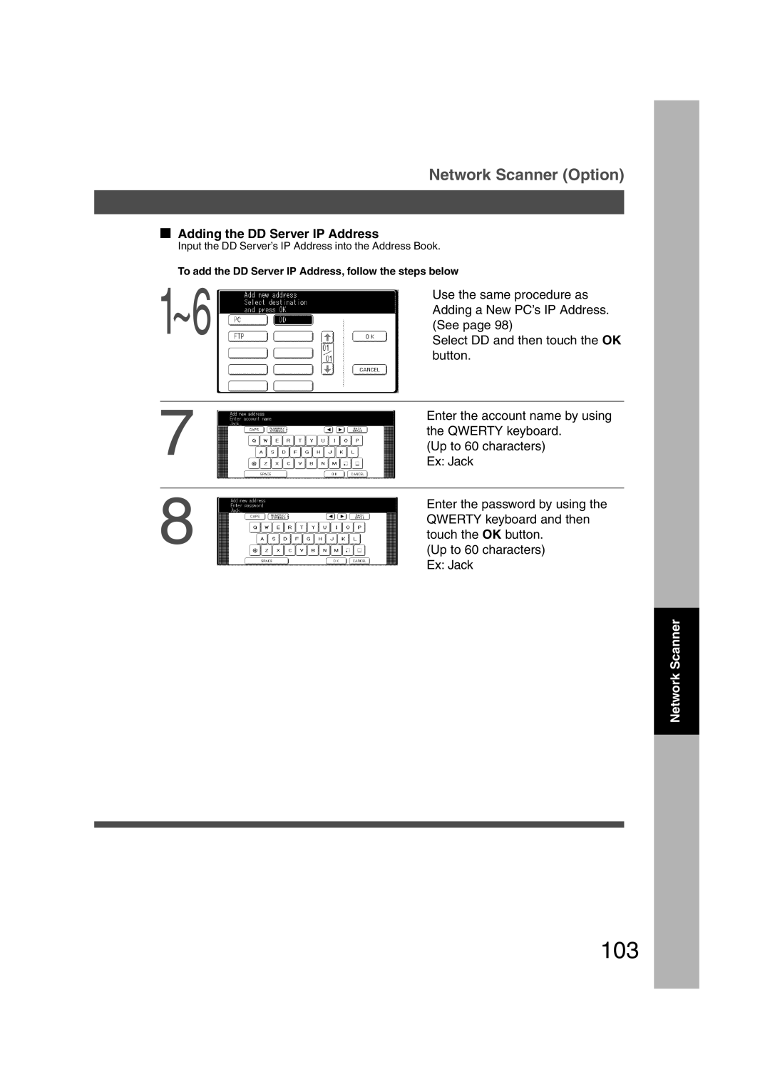 Panasonic DP-3510, DP-6010 manual 103, Adding the DD Server IP Address 