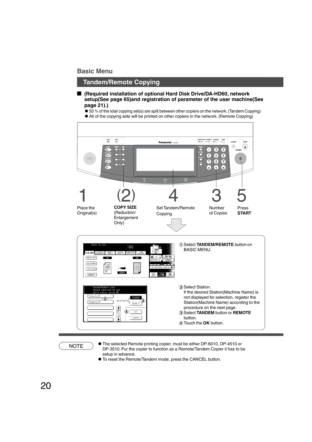 Panasonic DP-6010, DP-3510 manual Tandem/Remote Copying 