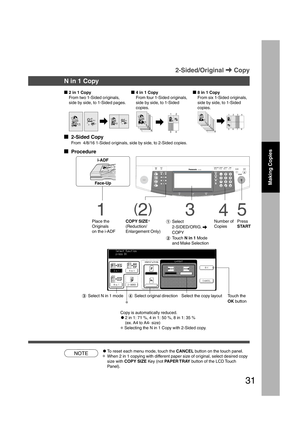 Panasonic DP-3510, DP-6010 manual Sided Copy 