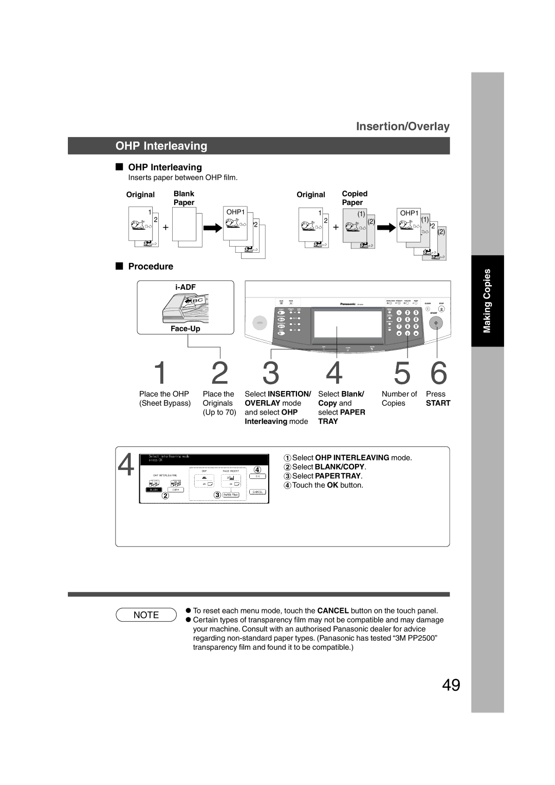 Panasonic DP-3510, DP-6010 manual OHP Interleaving 