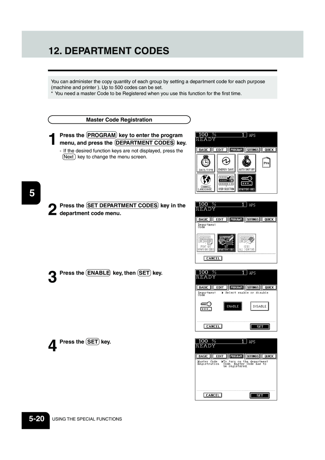 Panasonic DP-6530 manual Department Codes 