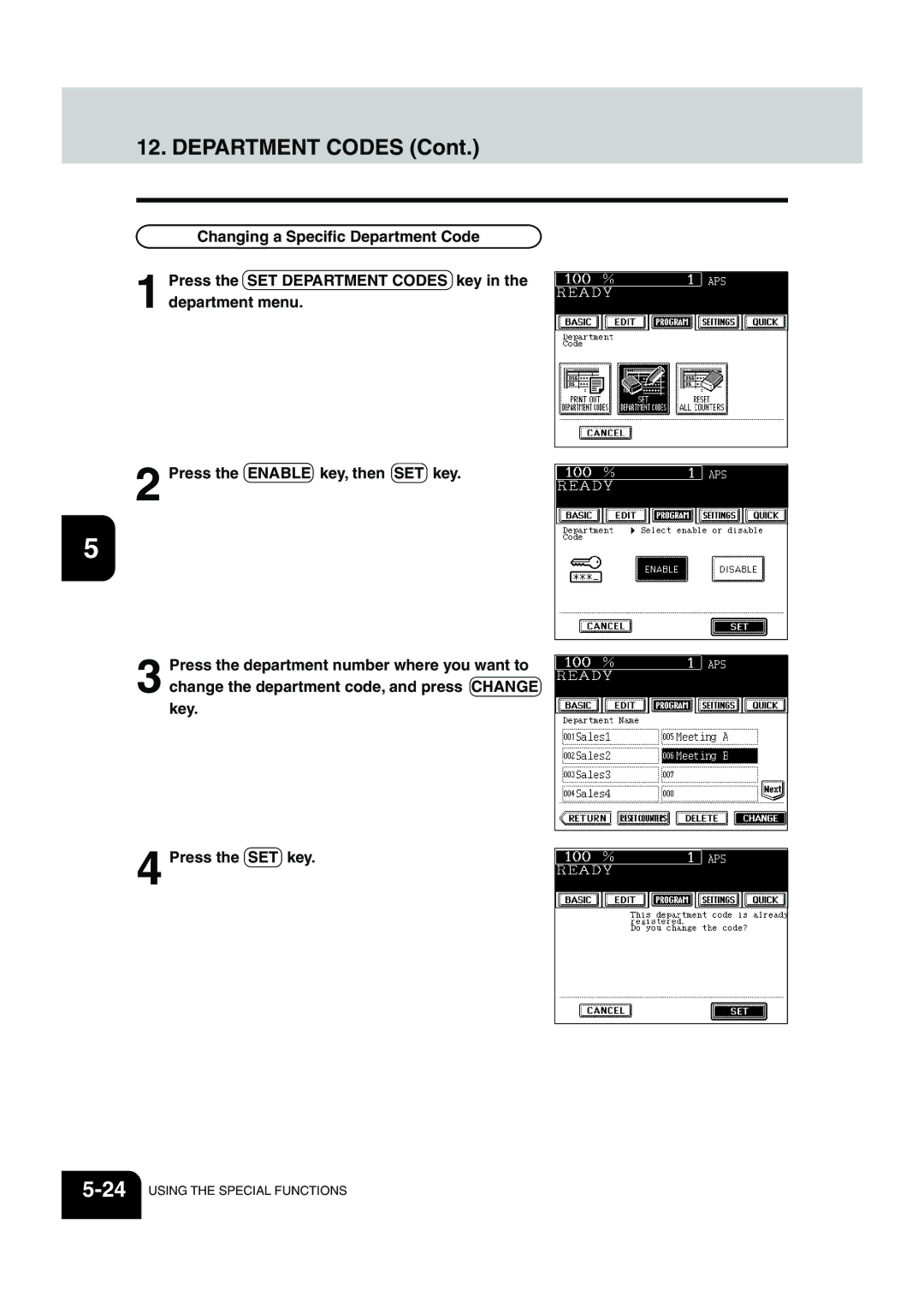 Panasonic DP-6530 manual 24USING the Special Functions 