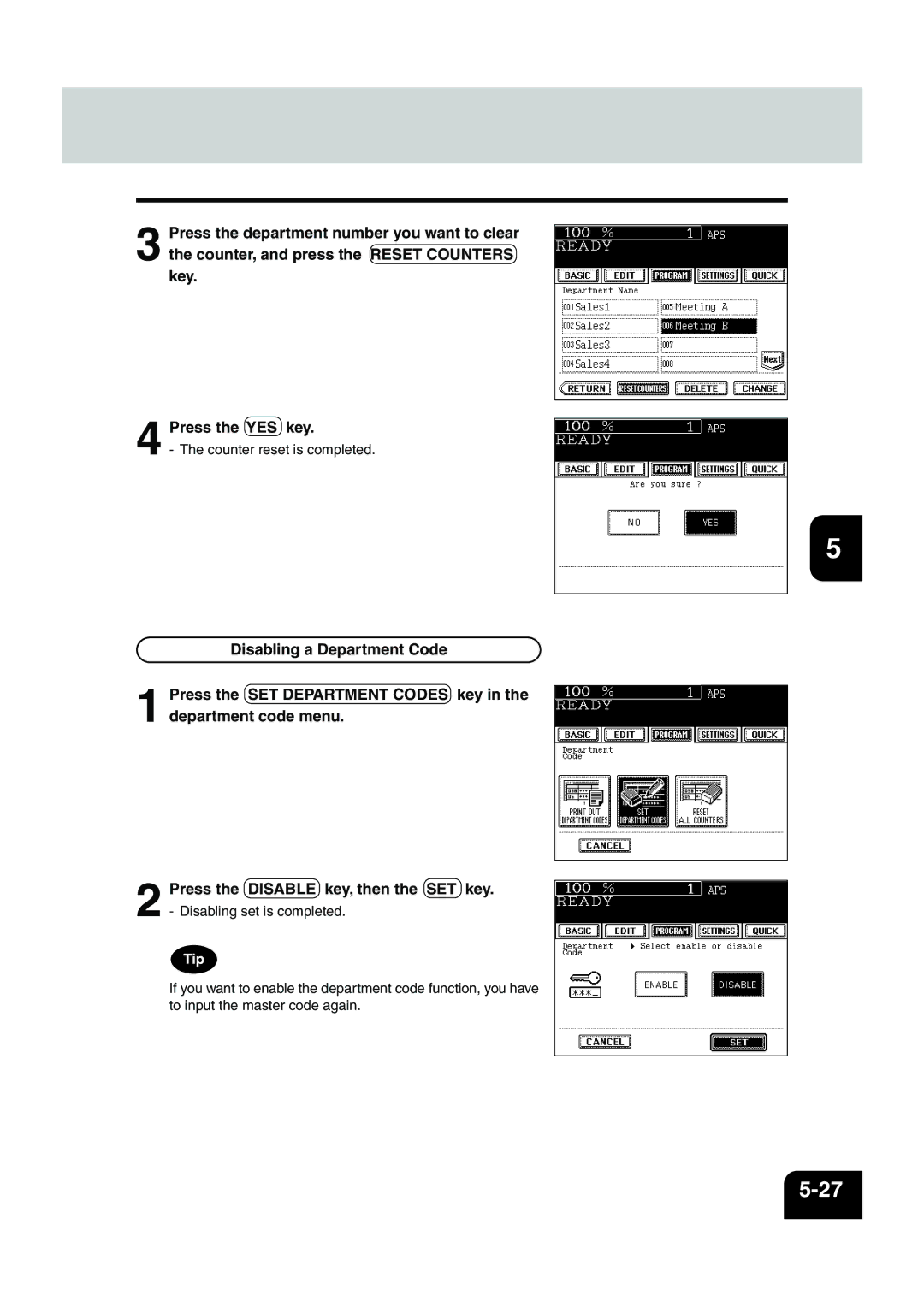 Panasonic DP-6530 manual Counter reset is completed 