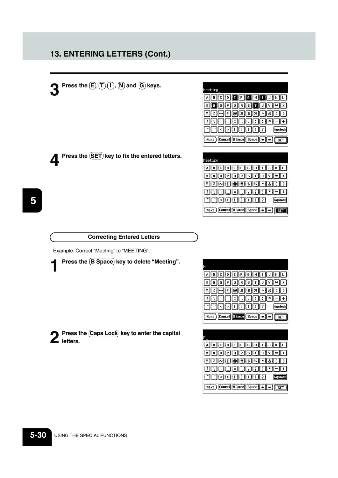 Panasonic DP-6530 manual Entering Letters 