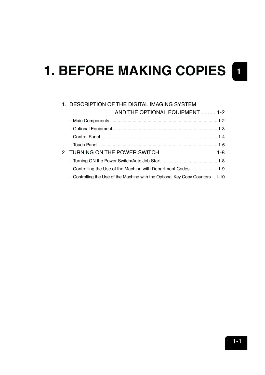 Panasonic DP-6530 manual Before Making Copies 