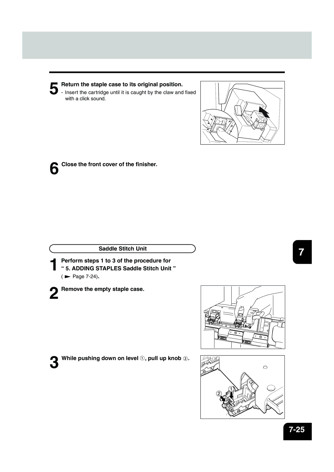 Panasonic DP-6530 manual Return the staple case to its original position 