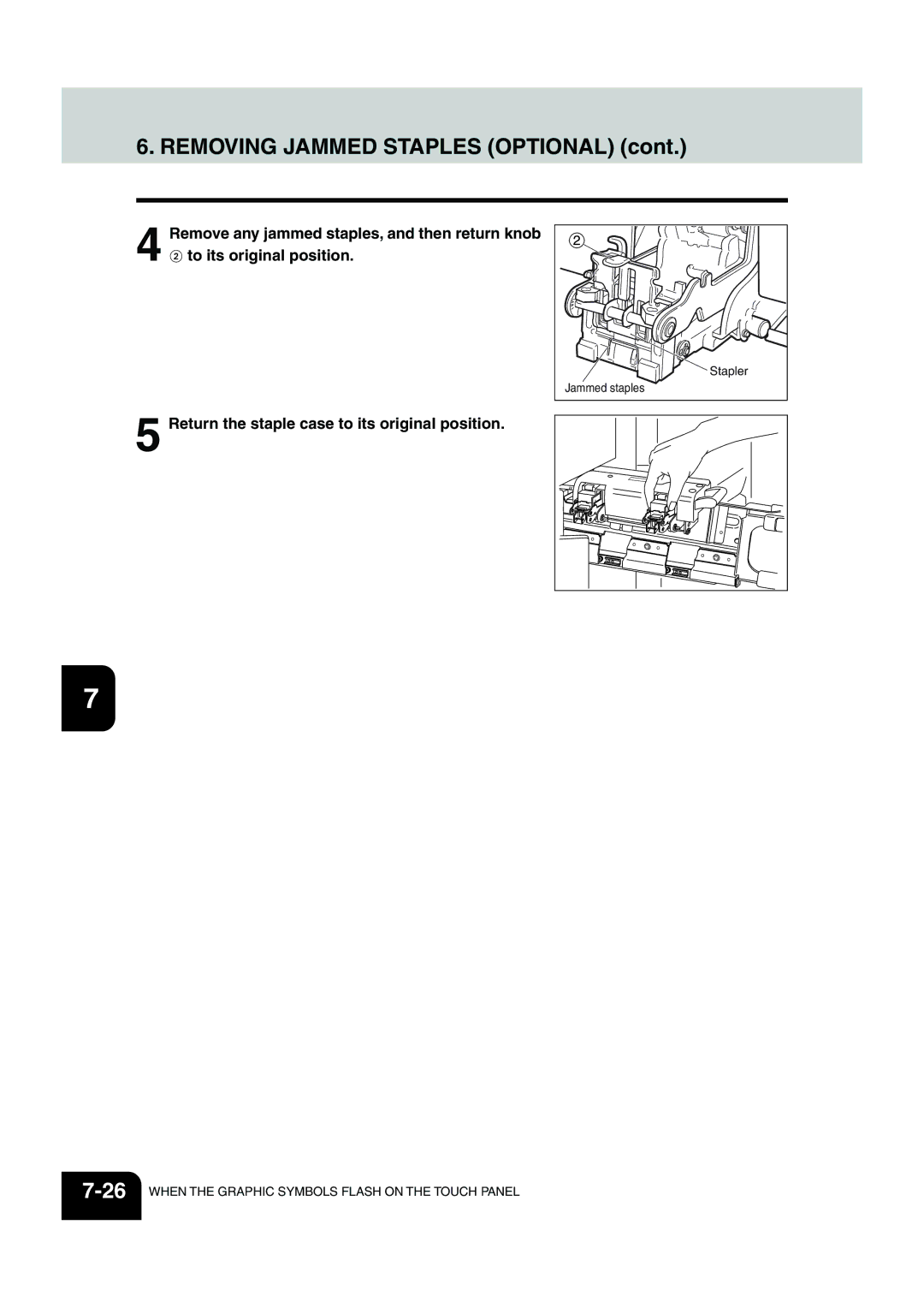 Panasonic DP-6530 manual Removing Jammed Staples Optional 