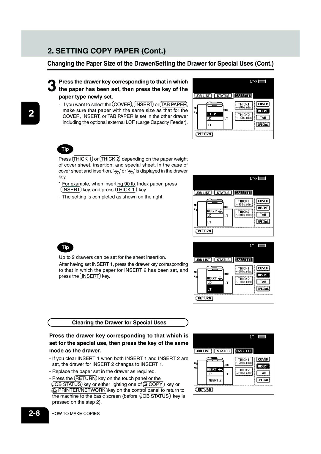 Panasonic DP-6530 manual If you want to select the Cover , Insert or TAB Paper 