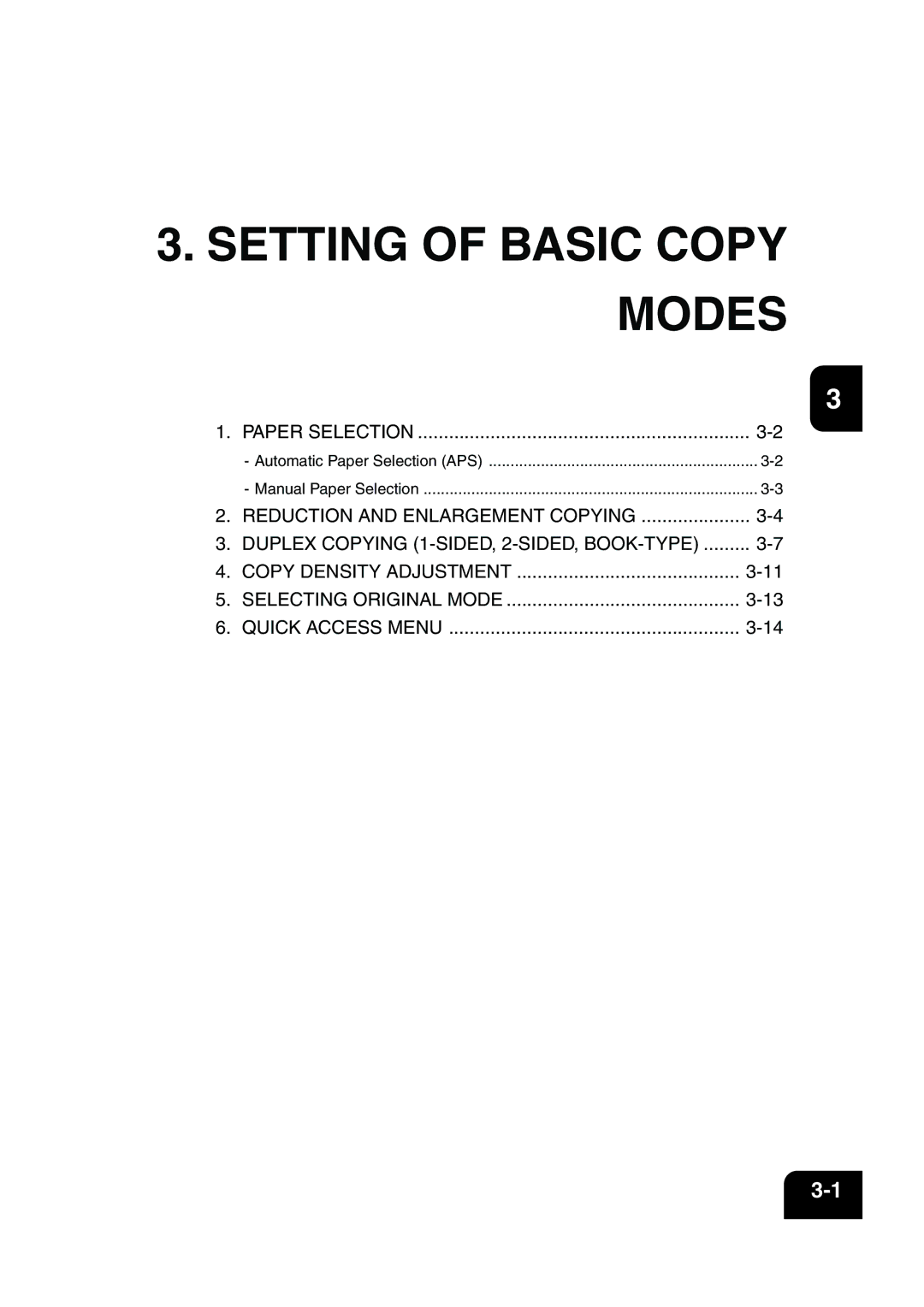 Panasonic DP-6530 manual Setting of Basic Copy Modes 